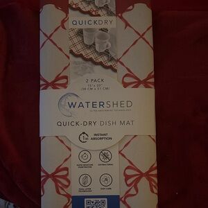 2 pack Watershed Quick-Dry Dish Mat with Red Bow Pattern